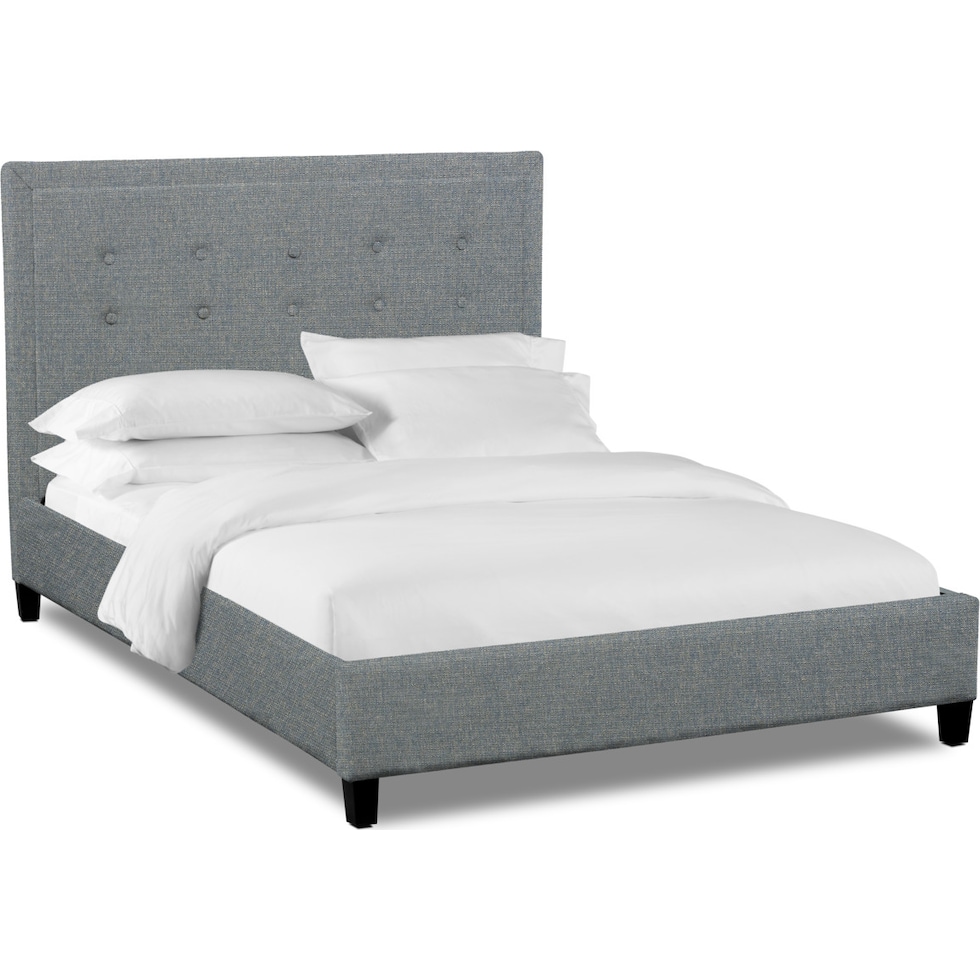 charlie blue queen upholstered bed   