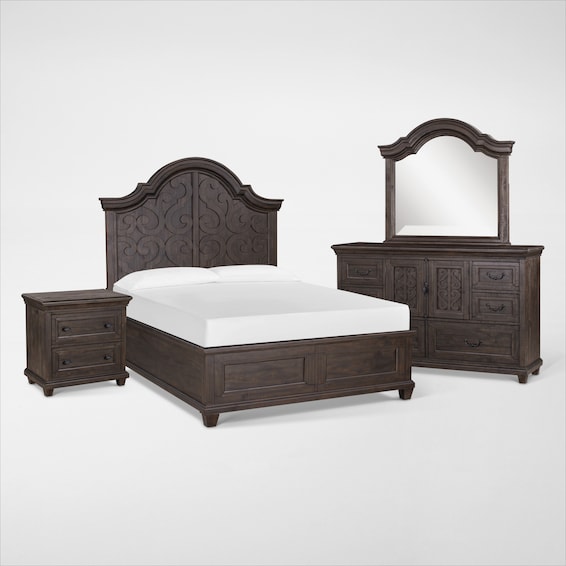 Charthouse 6Piece Panel Bedroom Set with Nightstand, Dresser and