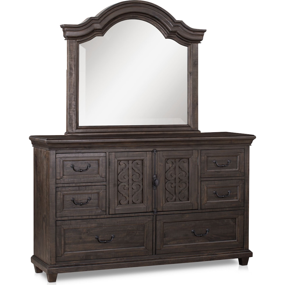 charthouse bedroom dark brown dresser & mirror   