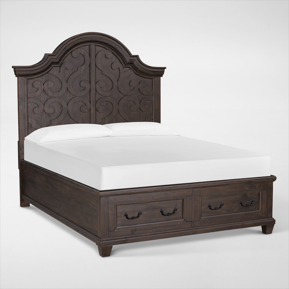 charthouse bedroom dark brown king storage bed   