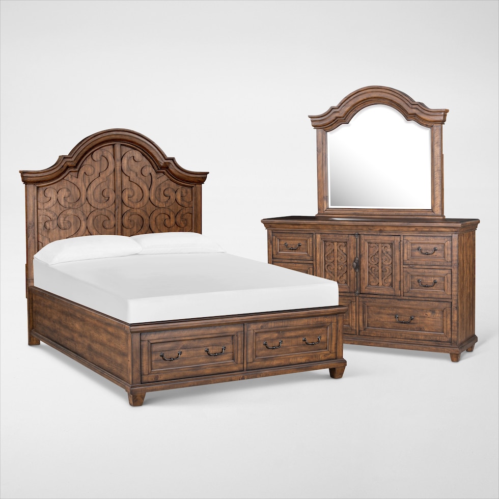 charthouse bedroom light brown  pc queen storage bedroom   