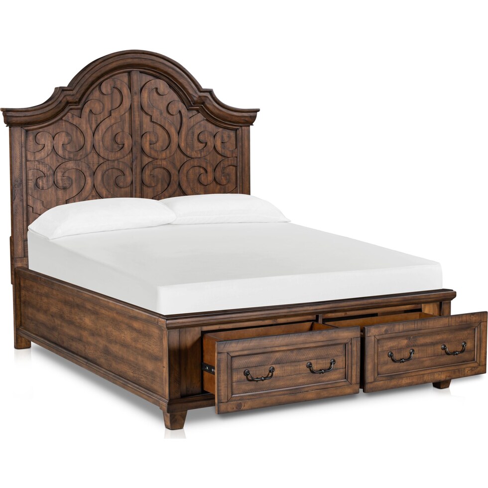 charthouse bedroom light brown  pc queen storage bedroom   