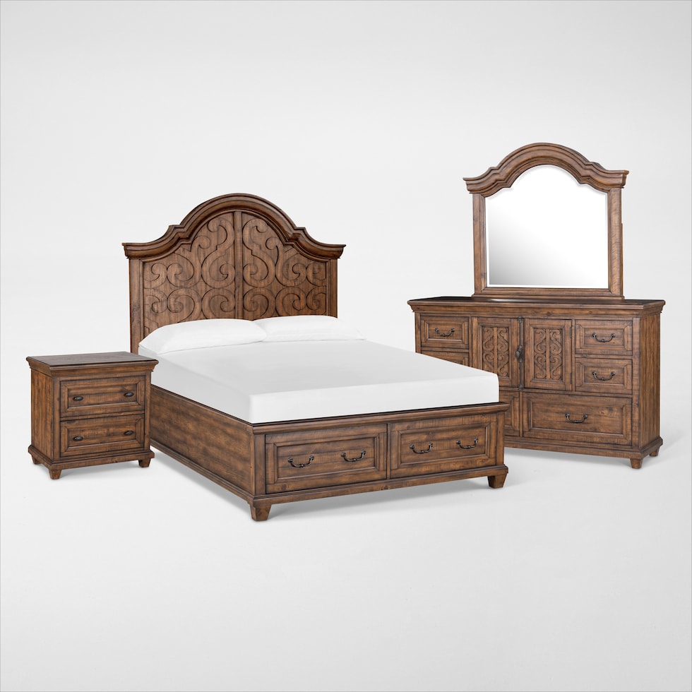 charthouse bedroom light brown  pc queen storage bedroom   