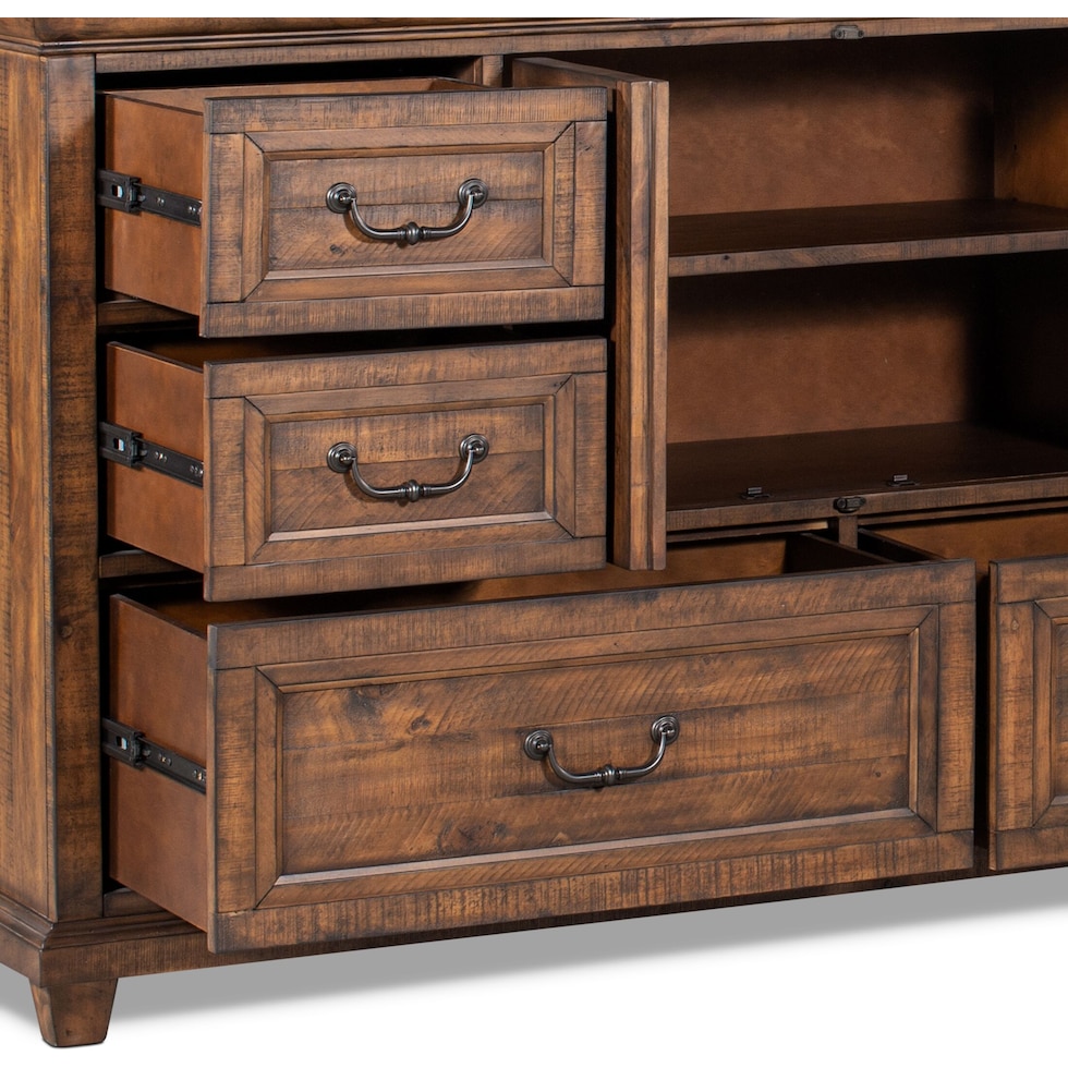 charthouse bedroom light brown dresser & mirror   