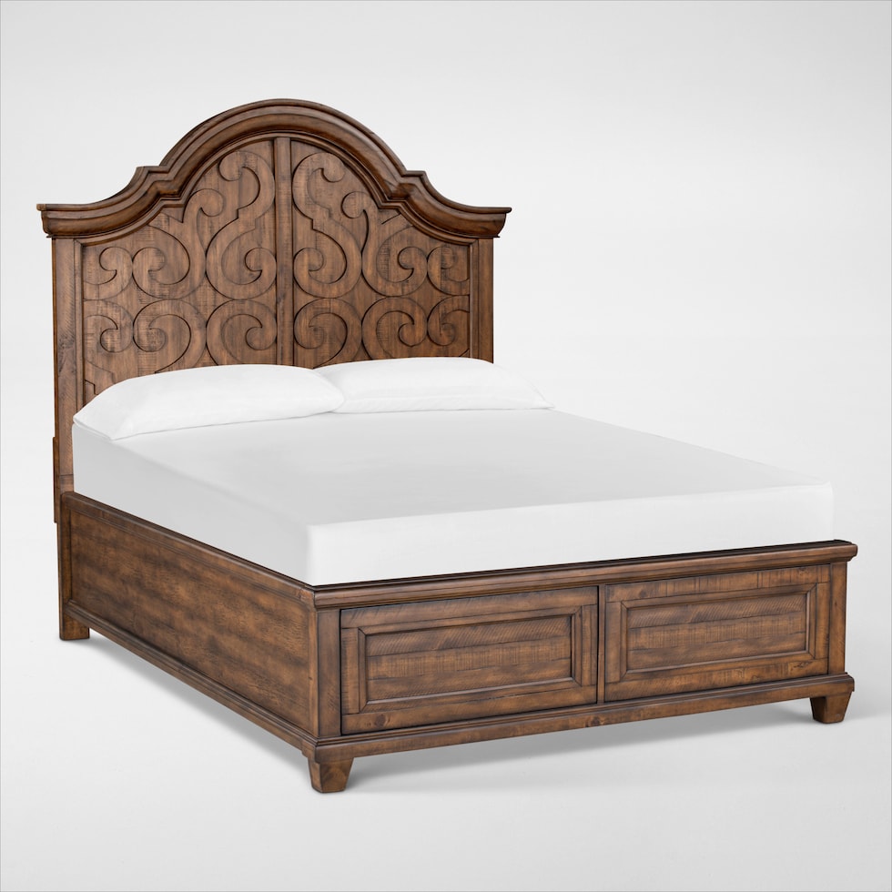 charthouse bedroom light brown king panel bed   