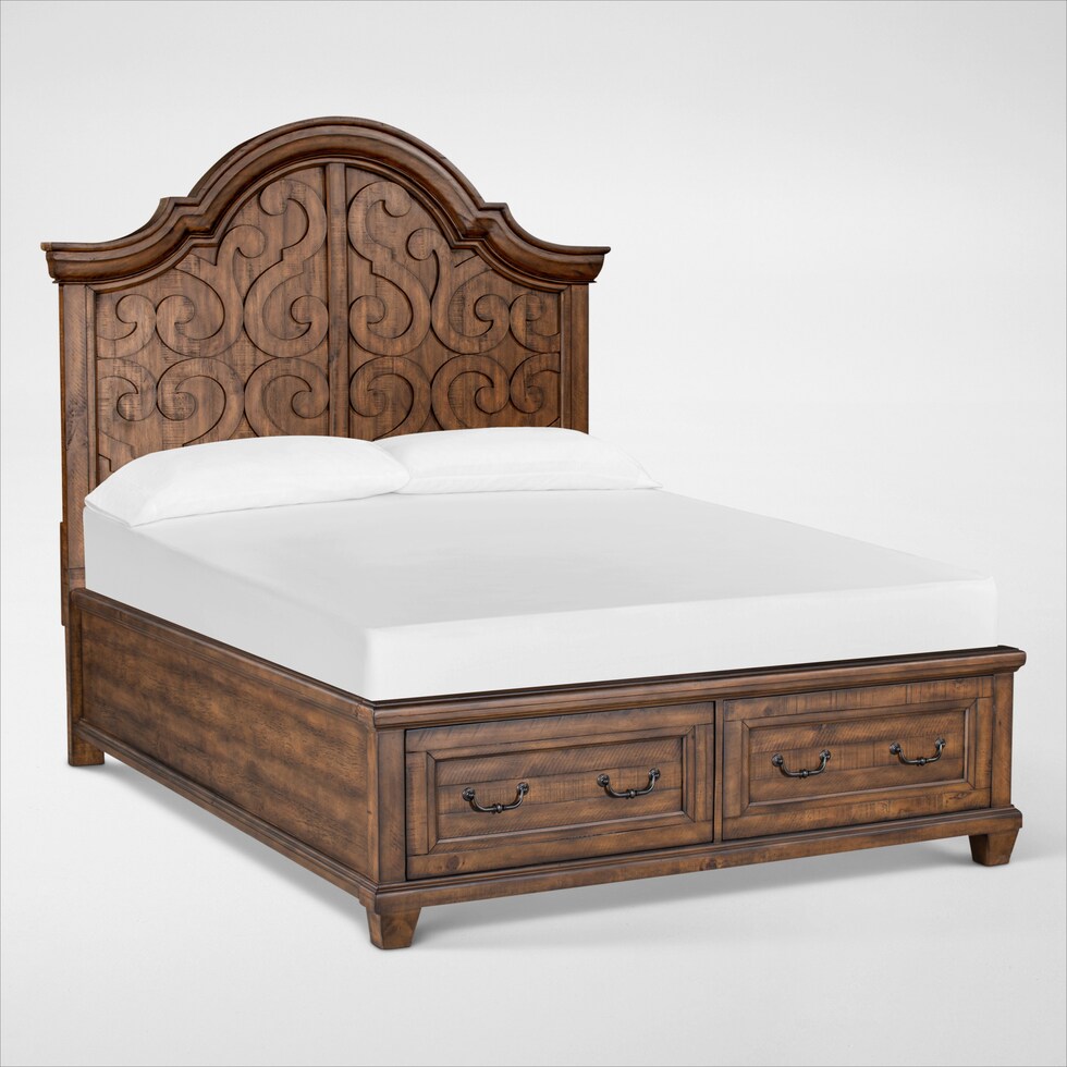 charthouse bedroom light brown queen storage bed   