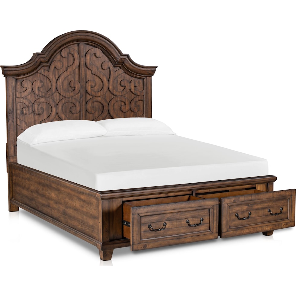 charthouse bedroom light brown queen storage bed   