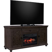 charthouse entertainment dark brown fireplace tv stand   