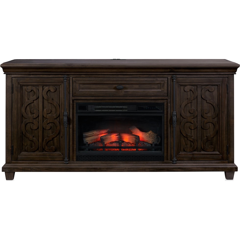 charthouse entertainment dark brown fireplace tv stand   