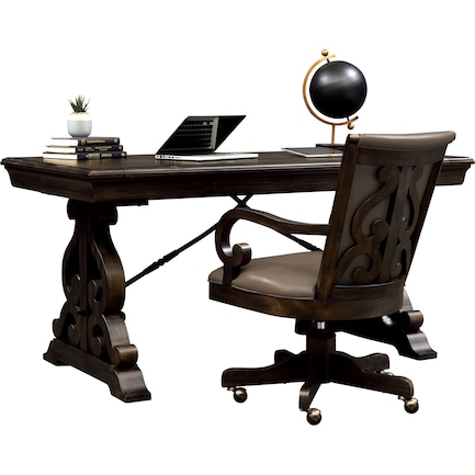 Charthouse Office Desk and Chair Set - Charcoal