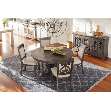 Charthouse Round Dining Table - Charcoal