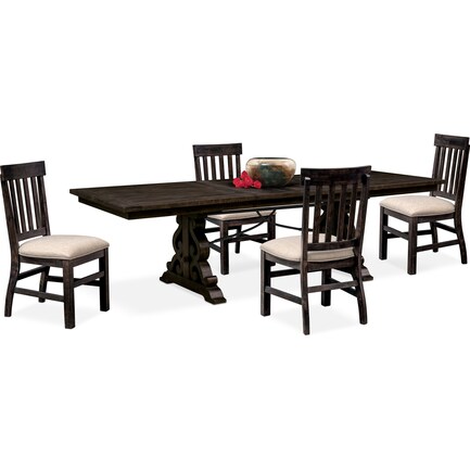 Charthouse Rectangular Dining Table and 4 Dining Chairs - Charcoal