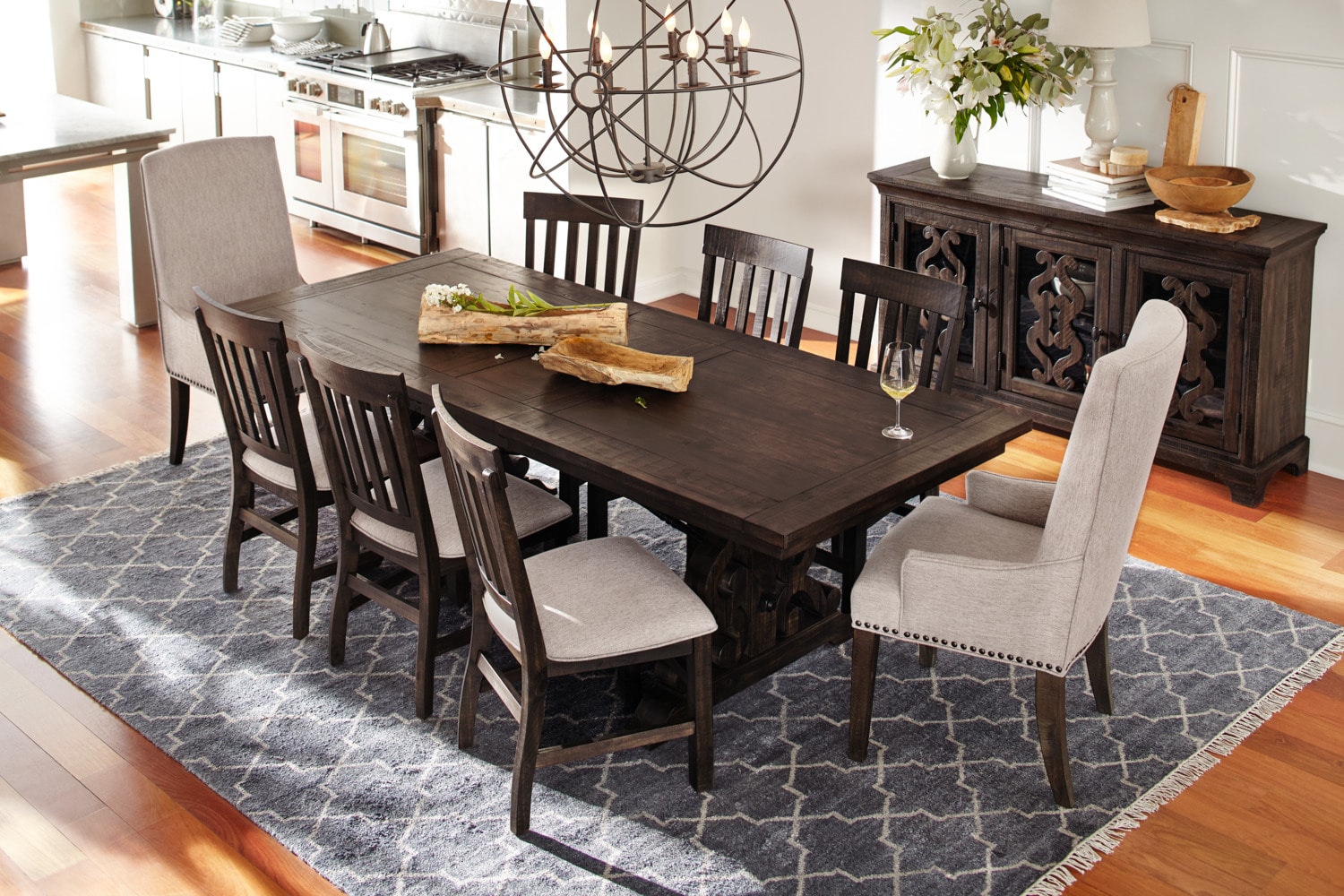 dining room table with six chairs