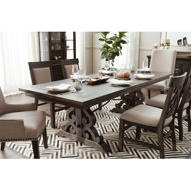 Charthouse Rectangular Dining Table, 2 Host Chairs and 4 Upholstered Dining Chairs