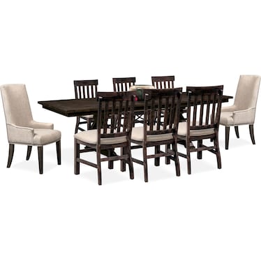 Charthouse Rectangular Extendable Dining Table, 2 Host Chairs and 6 Dining Chairs