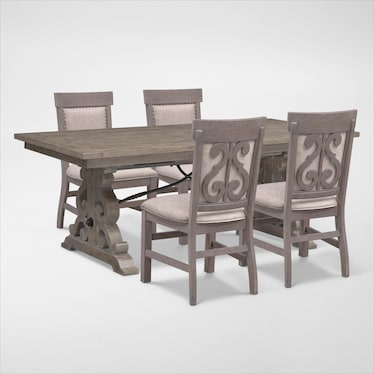 Charthouse Rectangular Extendable Dining Table and 4 Upholstered Side Chairs