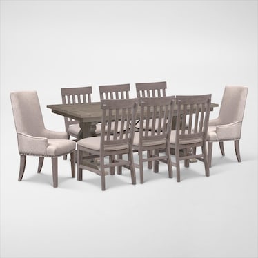 Charthouse Rectangular Extendable Dining Table, 2 Host Chairs and 6 Dining Chairs