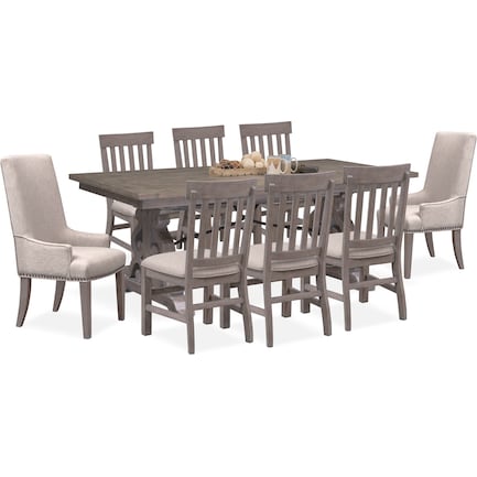 Charthouse Rectangular Dining Table, 2 Host Chairs and 6 Dining Chairs - Gray