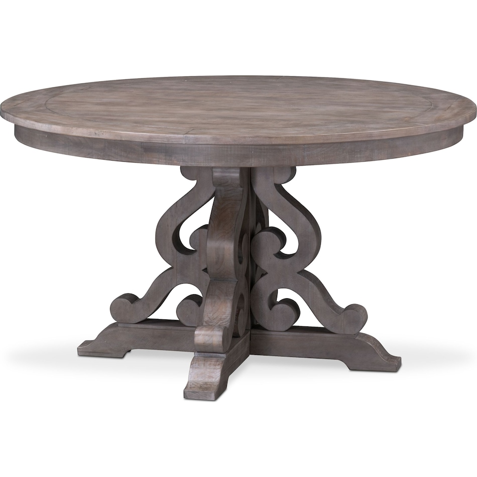 charthouse gray round dining table   