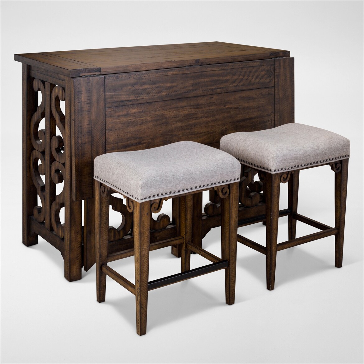 Charthouse Breakfast Bar and 2 CounterHeight Backless Stools