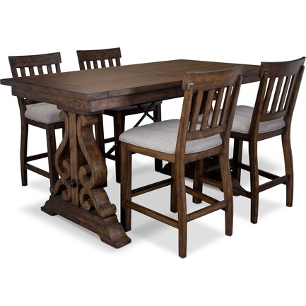 Charthouse Counter-Height Dining Table and 4 Stools - Nutmeg