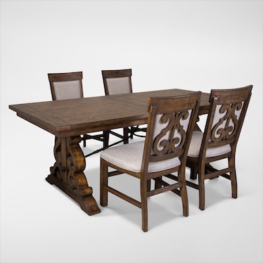 Charthouse Rectangular Extendable Dining Table and 4 Upholstered Side Chairs