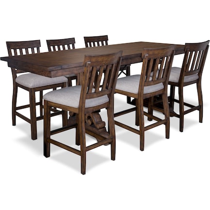 Charthouse Counter-Height Dining Table and 6 Stools - Nutmeg