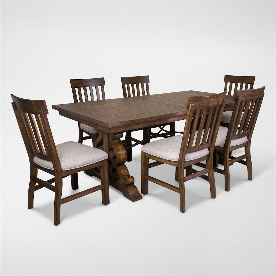 Charthouse Rectangular Extendable Dining Table and 6 Dining Chairs