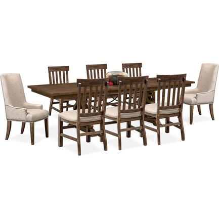 Charthouse Rectangular Dining Table, 2 Host Chairs and 6 Dining Chairs - Nutmeg
