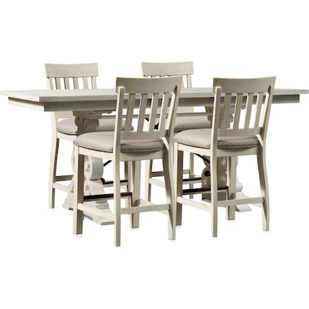 Charthouse Counter-Height Dining Table and 4 Stools - Alabaster