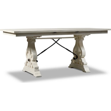 Charthouse Counter-Height Dining Table and 4 Upholstered Stools - Alabaster