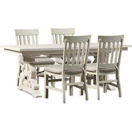 Charthouse Rectangular Dining Table and 4 Dining Chairs - Alabaster