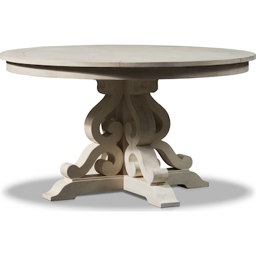 Charthouse Round Dining Table and 4 Upholstered Dining Chairs - Alabaster