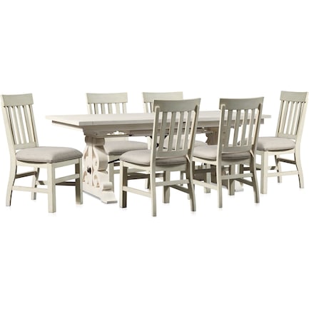 Charthouse Rectangular Dining Table and 6 Dining Chairs - Alabaster