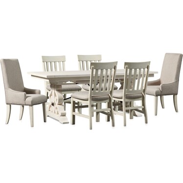 Charthouse Rectangular Dining Table, 2 Host Chairs and 4 Dining Chairs - Alabaster