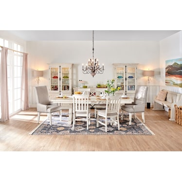 Charthouse Rectangular Extendable Dining Table, 2 Host Chairs and 6 Dining Chairs