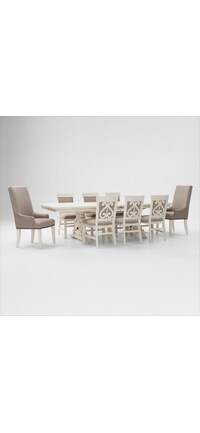 Charleston Round Dining Table and 4 Cane Back Dining Chairs - Gray