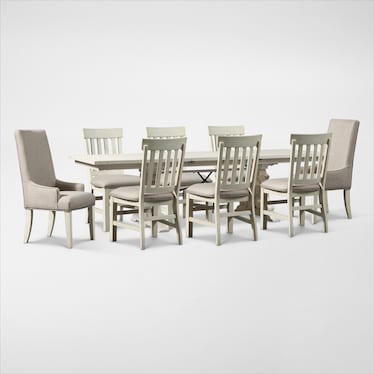 Charthouse Rectangular Extendable Dining Table, 2 Host Chairs and 6 Dining Chairs