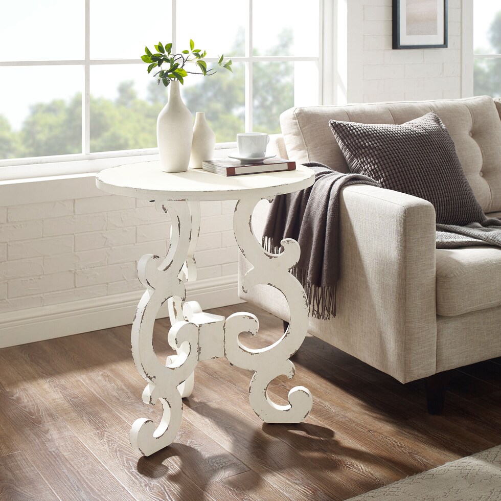 chasen white end table   