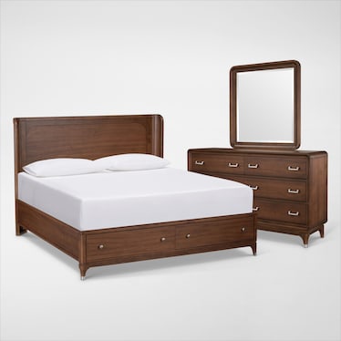 Chicago 5-Piece Storage Bedroom Set with Dresser and Mirror