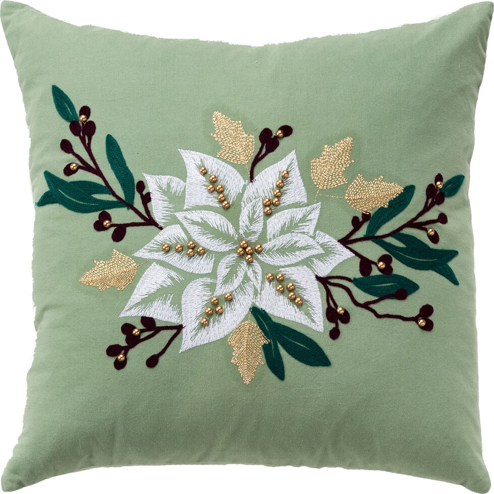 christmas star green accent pillow   