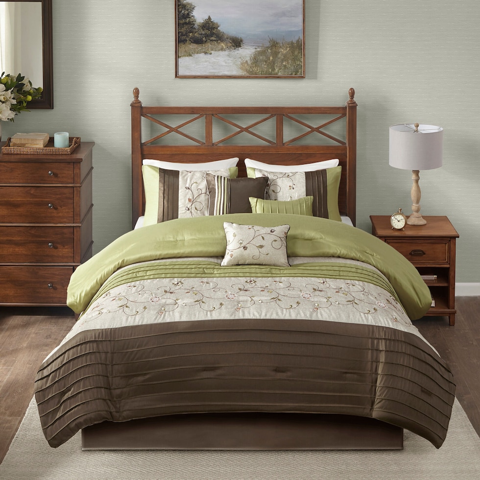 clara green queen bedding set   