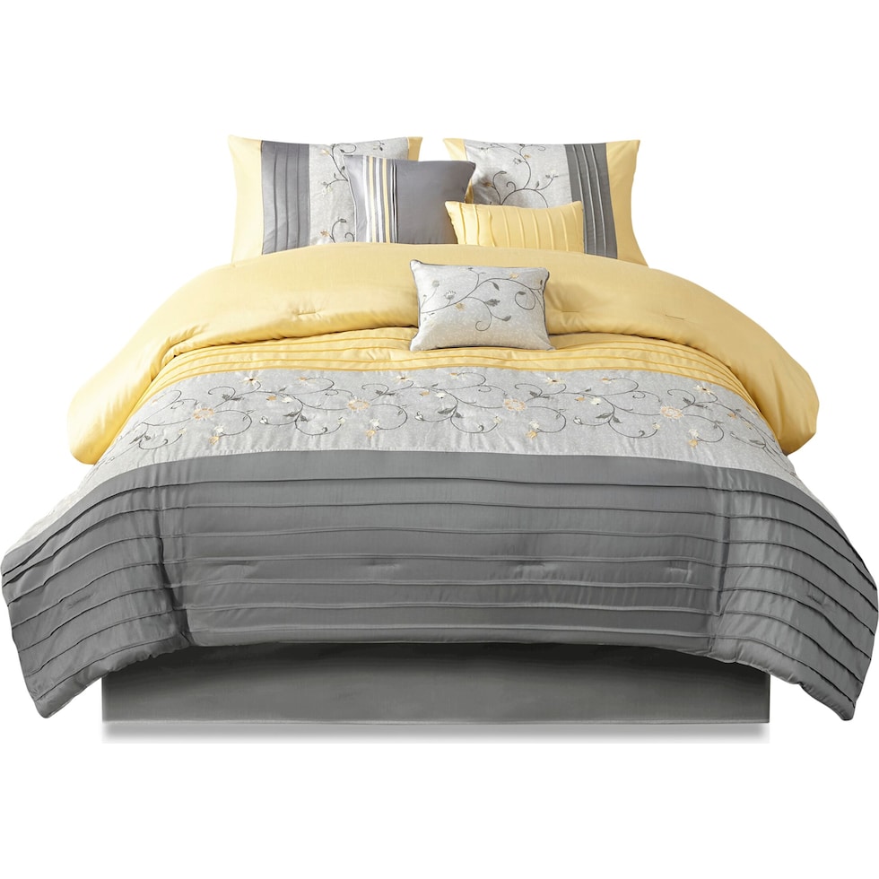 clara yellow queen bedding set   