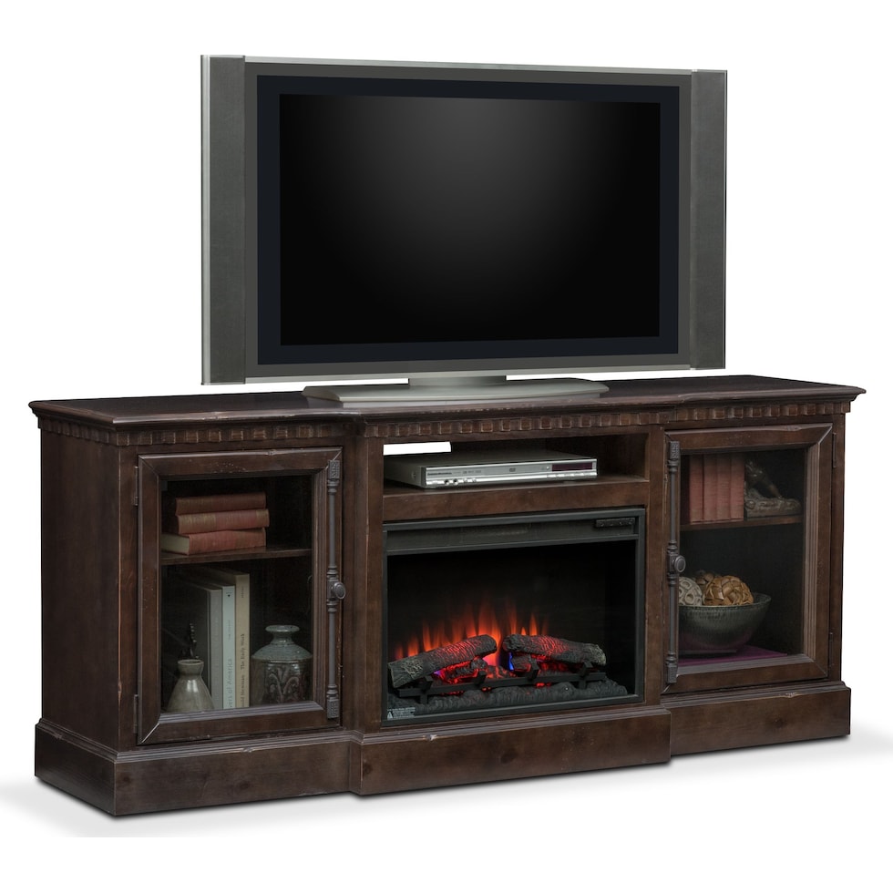 claridge tobacco dark brown fireplace tv stand   