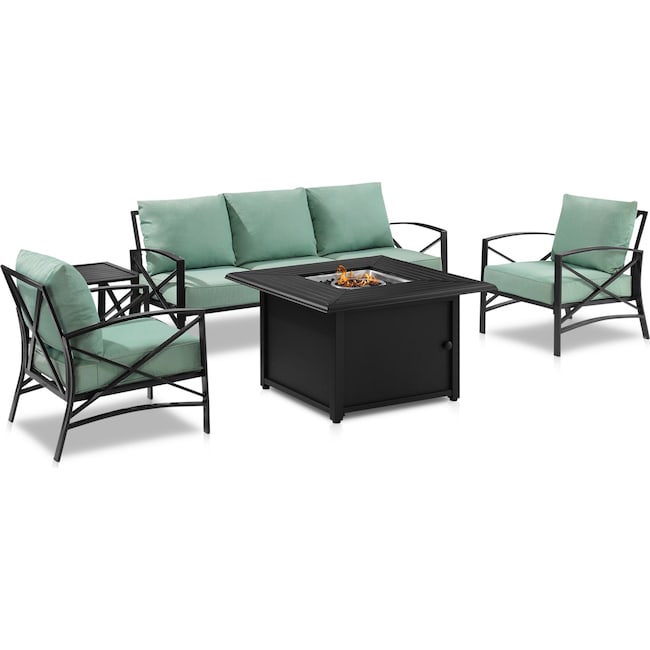 Outdoor Furniture - Clarion Outdoor Sofa, 2 Chairs and Fire Table Set