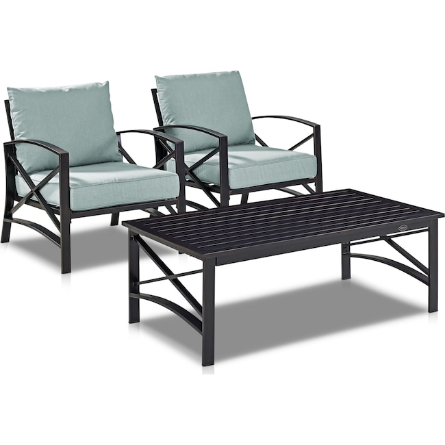 Outdoor Furniture - Clarion Set of 2 Outdoor Chairs and Coffee Table