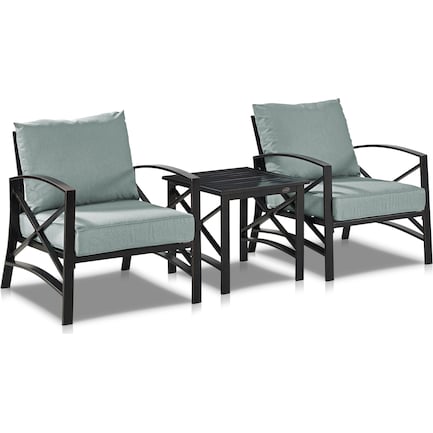 Clarion Set of 2 Outdoor Chairs and End Table - Mist/Bronze