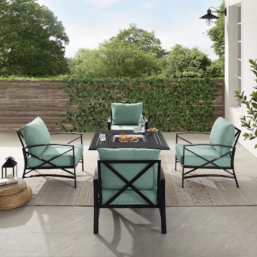 Clarion Set of 4 Outdoor Chairs and Fire Table