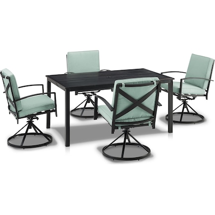Clarion Outdoor Dining Table and 4 Swivel Chairs - Mist