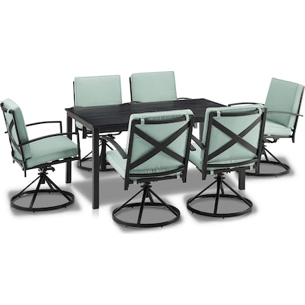 Clarion Outdoor Dining Table And 6, Dining Room Set With Swivel Chairs